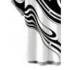 Men's Casual Shirt Contrast Color Abstract Fluid Swirl Print Button Up Shirt - Blanc 5XL