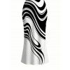 Casual Dress Contrast Color Abstract Fluid Swirl Print Spaghetti Strap Maxi Bodycon Dress - Blanc XXL | US 14