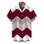 Men's Vintage Shirt Colorblock Jagged Zig Zag Print Button Up Shirt - Rouge Vineux 5XL