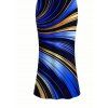 Vacation Dress Metallic Gold Fluid Swirl Print Spaghetti Strap Maxi Bodycon Dress - Bleu profond XXL | US 14