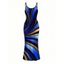 Vacation Dress Metallic Gold Fluid Swirl Print Spaghetti Strap Maxi Bodycon Dress - Bleu profond XXL | US 14