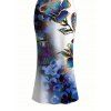 Vacation Dress Ink Wash Ombre Butterfly Floral Print Spaghetti Strap Maxi Bodycon Dress - Bleu XXL | US 14