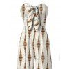 Vacation Vintage Jumpsuit Geometric Striped Print Bowknot Pocket Off the Shoulder Jumpsuit - Beige XXL | US 14