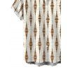 Men's Vacation Vintage Shirt Geometric Striped Print Button Up Shirt - Beige 5XL