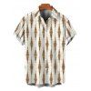 Men's Vacation Vintage Shirt Geometric Striped Print Button Up Shirt - Beige 5XL