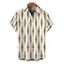 Men's Vacation Vintage Shirt Geometric Striped Print Button Up Shirt - Beige 5XL