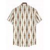 Men's Vacation Vintage Shirt Geometric Striped Print Button Up Shirt - Beige 5XL