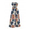 Vintage Ethnic Jumpsuit Colorblock Geometric Patchwork Leaf Print Bowknot Pocket Off the Shoulder Jumpsuit - multicolor A S | US 4