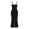 Vacation Dress Ombre Muscle Flame Print Spaghetti Strap Maxi Bodycon Dress - Noir XXL | US 14