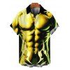 Men's Vacation Shirt Ombre Muscle Flame Print Button Up Shirt - Noir 5XL