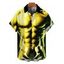 Men's Vacation Shirt Ombre Muscle Flame Print Button Up Shirt - Noir 5XL