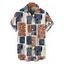 Men's Vintage Ethnic Shirt Colorblock Geometric Patchwork Leaf Print Button Up Shirt - multicolor A 5XL