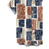 Men's Vintage Ethnic Shirt Colorblock Geometric Patchwork Leaf Print Button Up Shirt - multicolor A 5XL