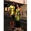 Vacation Couple Outfit Ombre Muscle Flame Print Spaghetti Strap Maxi Bodycon Dress and Shirt Set - Noir S | US 4