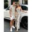 Vacation Vintage Couple Outfit Geometric Striped Print Bowknot Pocket Off the Shoulder Jumpsuit and Shirt Set - Beige S | US 4