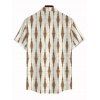 Vacation Vintage Couple Outfit Geometric Striped Print Bowknot Pocket Off the Shoulder Jumpsuit and Shirt Set - Beige S | US 4