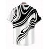 Casual Couple Outfit Contrast Color Abstract Fluid Swirl Print Spaghetti Strap Maxi Bodycon Dress and Shirt Set - Blanc S | US 4