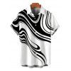 Casual Couple Outfit Contrast Color Abstract Fluid Swirl Print Spaghetti Strap Maxi Bodycon Dress and Shirt Set - Blanc S | US 4