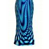 Vacation Couple Outfit Gradient Swirl Psychedelic Ripple Print Spaghetti Strap Maxi Bodycon Dress and Shirt Set - Bleu S | US 4