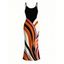 Vintage Dress Colorblock Abstract Fluid Swirl Print Spaghetti Strap Maxi Bodycon Dress - Noir XXL | US 14