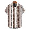 Casual Couple Outfit Geometric Ethnic Print Tied Pocket Straight Pants and Shirt Set - Brun S | US 4