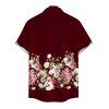 Vacation Couple Outfit Colored Rose Floral Print Pocket Spaghetti Strap Midi Dress and Shirt Set - Rouge foncé S | US 4