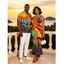 Bohemian Vacation Couple Outfit Multicolor Geometric Sunflower Print Spaghetti Strap Maxi Bodycon Dress and Shirt Set - multicolor S | US 4