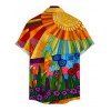 Bohemian Vacation Couple Outfit Multicolor Geometric Sunflower Print Spaghetti Strap Maxi Bodycon Dress and Shirt Set - multicolor S | US 4