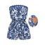 Bohemian Vacation Romper Porcelain Paisley Print Pocket Off the Shoulder Romper - Bleu profond L | US 8-10