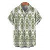 Bohemian Vacation Couple Outfit Geometric Plant Print Tied Pocket Straight Pants and Shirt Set - Vert clair S | US 4