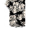 Vacation Couple Outfit Monochrome Hand Drawn Rose Floral Print Bowknot Pocket Off the Shoulder Jumpsuit and Shirt Set - Noir S | US 4
