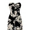 Vacation Couple Outfit Monochrome Hand Drawn Rose Floral Print Bowknot Pocket Off the Shoulder Jumpsuit and Shirt Set - Noir S | US 4