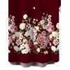 Men's Vacation Shirt Colored Rose Floral Print Button Up Shirt - Rouge foncé 5XL