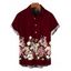 Men's Vacation Shirt Colored Rose Floral Print Button Up Shirt - Rouge foncé 5XL