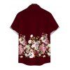 Men's Vacation Shirt Colored Rose Floral Print Button Up Shirt - Rouge foncé 5XL