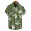 Men's Hawaiian Vacation Shirt White Line Art Leaf Print Button Up Shirt - Vert Armée 5XL