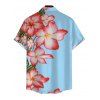 Men's Beach Vacation Shirt Hibiscus Floral Print Button Up Shirt - Bleu Ciel 5XL