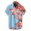 Men's Beach Vacation Shirt Hibiscus Floral Print Button Up Shirt - Bleu Ciel 5XL