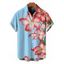 Men's Beach Vacation Shirt Hibiscus Floral Print Button Up Shirt - Bleu Ciel 5XL