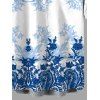 Men's Vacation Shirt Chinese Porcelain Style Floral Print Button Up Shirt - Bleu 5XL
