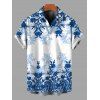 Men's Vacation Shirt Chinese Porcelain Style Floral Print Button Up Shirt - Bleu 5XL