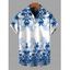 Men's Vacation Shirt Chinese Porcelain Style Floral Print Button Up Shirt - Bleu 5XL
