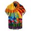 Men's Bohemian Vacation Shirt Multicolor Geometric Sunflower Print Button Up Shirt - multicolor 5XL