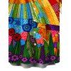 Men's Bohemian Vacation Shirt Multicolor Geometric Sunflower Print Button Up Shirt - multicolor 5XL