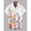 Men's Hawaiian Vacation Shirt Watercolor Floral Print Button Up Shirt - Blanc 5XL