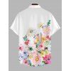 Men's Hawaiian Vacation Shirt Watercolor Floral Print Button Up Shirt - Blanc 5XL