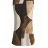 Vintage Dress Colorblock Irregular Abstract Geometric Print Spaghetti Strap Maxi Bodycon Dress - Café profond XXL | US 14