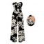 Vacation Jumpsuit Monochrome Hand Drawn Rose Floral Print Bowknot Pocket Off the Shoulder Jumpsuit - Noir XXL | US 14