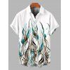 Men's Hawaiian Vacation Shirt Ink Wash Green Foliage Print Button Up Shirt - Blanc 5XL