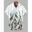 Men's Hawaiian Vacation Shirt Ink Wash Green Foliage Print Button Up Shirt - Blanc 5XL